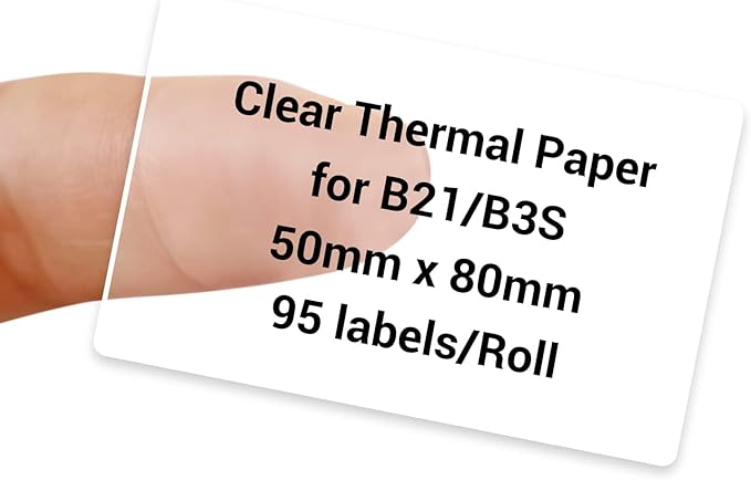 NIIMBOT Labels, 2'' x 3.15'' (50x80mm) Thermal Sticker Label, Waterproof Price/Memo Labels for NIIMBOT B1/B21/B3S/K3 Label Printer, 1 Roll of 95 Self-Adhesive Thermal Labels (Clear)