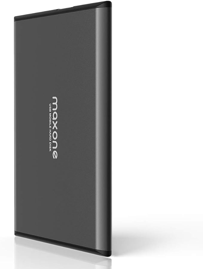 Maxone 320GB Ultra Slim Portable External Hard Drive HDD USB 3.0 Compatible with PC, Laptop - Charcoal Grey