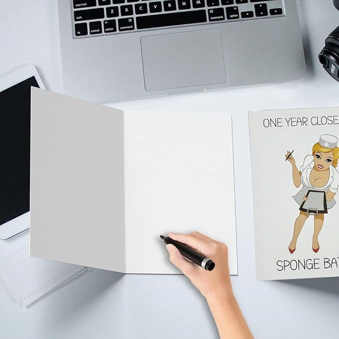 Funny Birthday Card for Women or Men,Birthday Gift for Sister Brother Wife Husband Friend-ONE YEAR CLOSER TO SPONGE BATHS