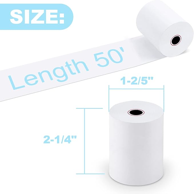 RyhamPaper 50 Rolls Thermal Receipt Paper, Thermal Paper 2 1/4" x 50' Pos Receipt Paper, Cash Register Rolls