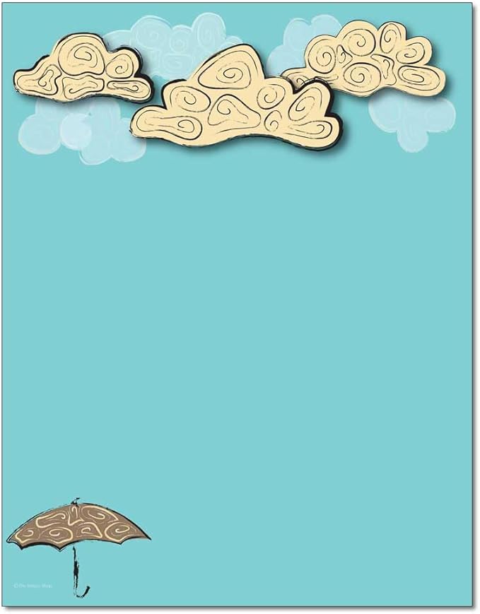 Rainy Day Lettterhead 25pk - 8.5 x 11 inches, DIY Printing, Laser & Inkjet Printer/Copier Compatible