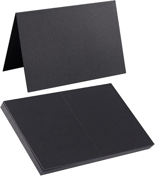 50 Pack Blank Cards Folded Cardstock Thank You Blank Greeting Cards for Invitations, Wedding, Greeting Cards, All Occasion DIY (Black, 3x5)