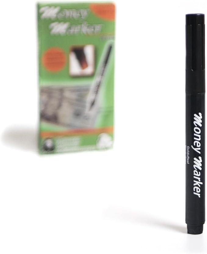 Money Marker (2 Counterfeit Pens) - Counterfeit Bill Detector Pen with Upgraded Chisel Tip - Detects Fake Counterfit Bills, Universal Currency Detectors Pack