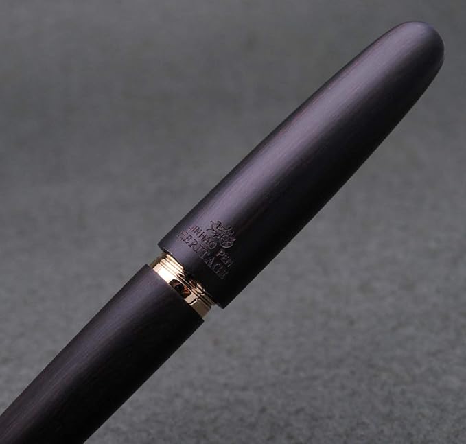 JINHAO 9056 Natural Wood Fountain Pen Handmade Ink Pen (Ebony Wood, Medium Nib 0.7mm)
