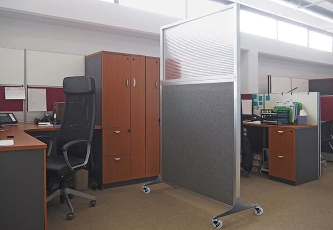 Versare Hush Screen Portable Room Divider | Workstation Wall Divider | Freestanding Privacy Hush Panels | Frosted Windows | Fabric Office Divider Screen | Great for Room Separation