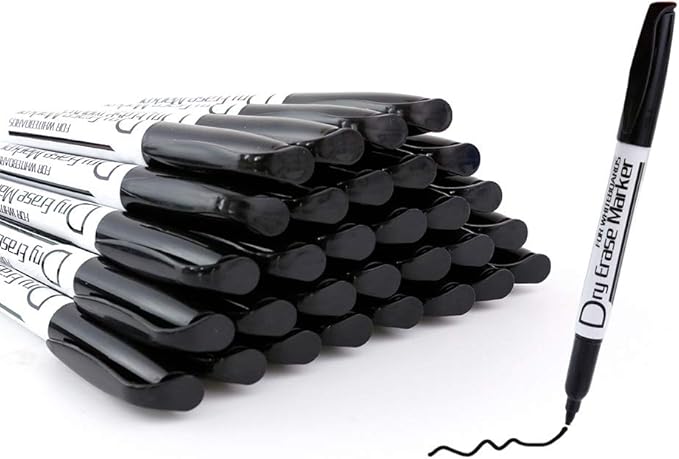 Volcanics Black Dry Erase Markers Low Odor Fine Whiteboard Markers Thin Box of 80