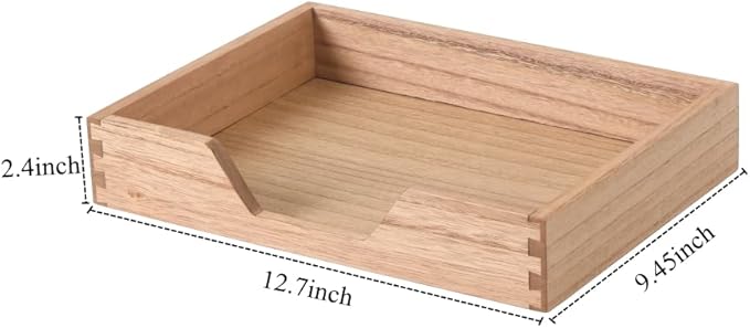 Wood Letter-Size Tray for Office Desktop Organizer - Wooden Front-Load Documents Tray for Mail, Paper, File, Magazine, Pen,Notebook Storage Paper Holder Trays Light(DGTU-LT)