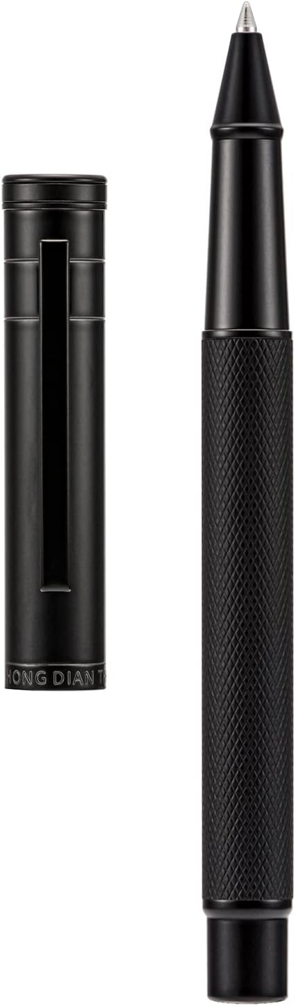 Hongdian Matte Black Forest Rollerball Pen with Schmidt Black Ink Refill, Classic Design with Metal Case for Business Signature