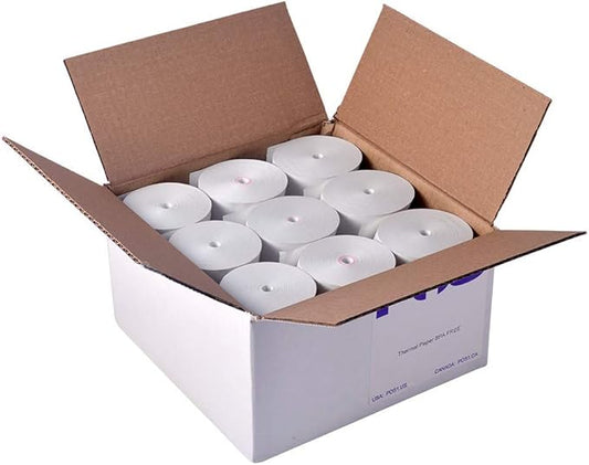 4 3/8 x 215 feet x 9 rolls CORELESS BPA Free Thermal Paper Rolls for Zebra QLn420 and Star TSP800 Mobile Thermal Receipt Printers. 65mm diameter