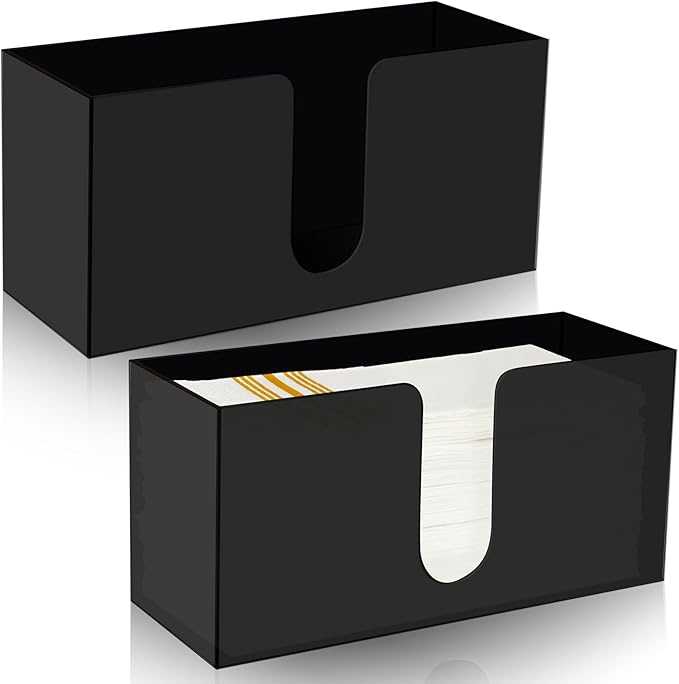 Mumufy 2 Pcs Fold Paper Towel Dispenser Countertop Napkins Dispenser Napkin Holder Multifold Disposable Acrylic Paper Towel for Z or C Fold (Black)