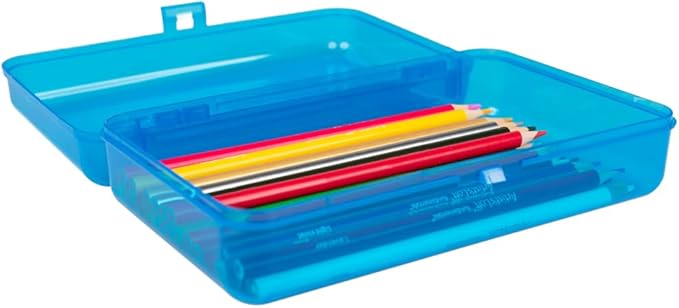 Craft County | Transparent Pencil Box | Colored Utility Box Storage Office Supplies Organizer | Clear