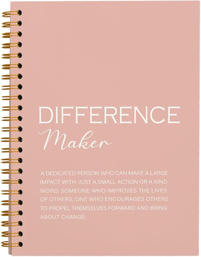 Difference Maker Gift, Difference Maker Definition Spiral Notebook Journal, Motivational Notebooks, Thank You Gifts for Women Men Teacher Coworkers, Hardcover Spiral Notebook 5.5x8.3(Pink)