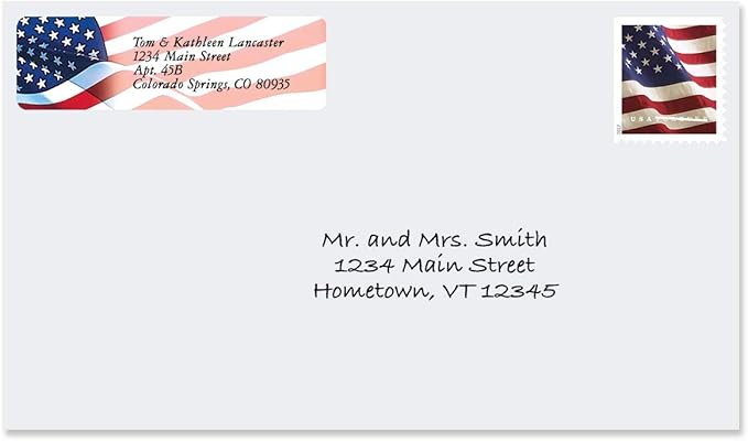 Colorful Images American Glory Patriotic Rolled Personalized Return Address Mailing Labels with Dispenser, Customize with Name & Shipping Address, 250 ¾” x 2½” Self Adhesive, Easy Peel Label Roll