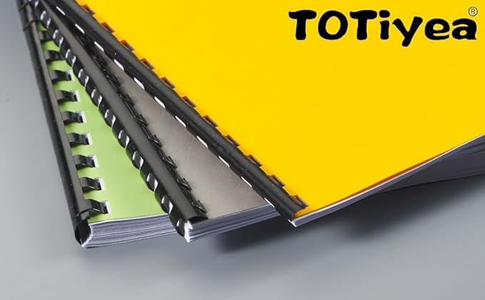 TOTiyea 200 Pack Plastic Binding Comb Spines,5/16 Inch Diameter,40 Sheet Capacity,Letter Size (8.5x11 Inches) Black Color Binding Comb Spines