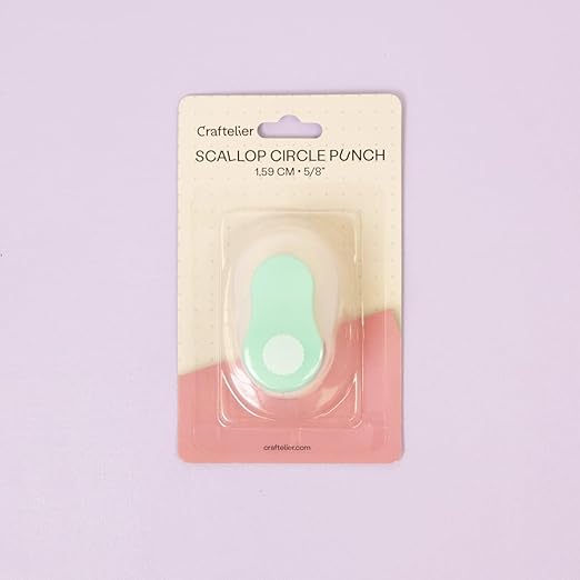 Craftelier - 5/8 Inch Circle Scallop Punch with lever press | Shape Hole Puncher for Paper Crafts | Scalloped Hole Punch for Scrapbooking, DIY Cards & Journals | Mini Hole Punch for Paper & Cardstock.