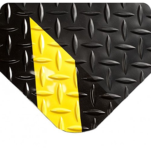 Wearwell 414.1516x2x7CHV Diamond-Plate SpongeCote UltraSoft Mat, 7' Length x 2' Width x 15/16" Thick, Black with Chevron