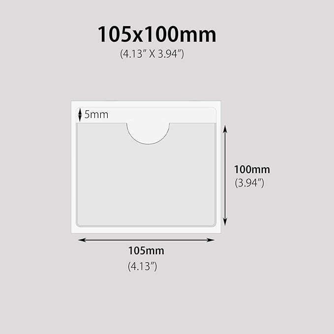 Adhesive Clear Pockets,Self Adhesive Clear Label Pockets Adhesive Card Folder Plastic Pockets Holders Sleeves for Index Cards Planners Cabinet Shelf Photo Cd,10Pieces(105x100mm)