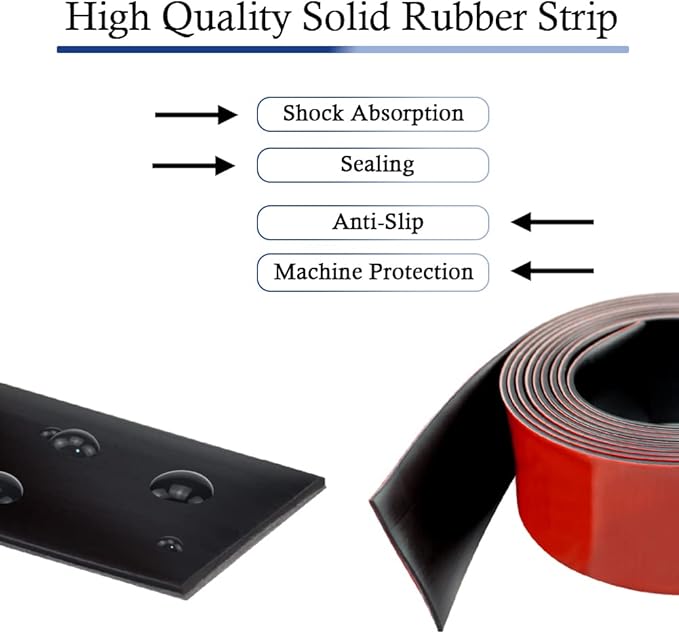 Neoprene Rubber Strips Self Adhesive Solid Rubber Sheets, Rolls & Strips for DIY Gaskets Crafts Pads Seals Warehouse Flooring Rubber Strip with Adhesive Backing (2” Wide x 1/5" Thick x 10' Long)