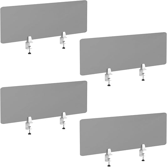 Desk Divider 4 Pcs Desk Privacy Panel 47.2''L x 15.8W'' Office Partitions Grey Acrylic Panel Pack of 4 Desk Divider Partition with Adjustable Universal Base Brand: Yeaborn