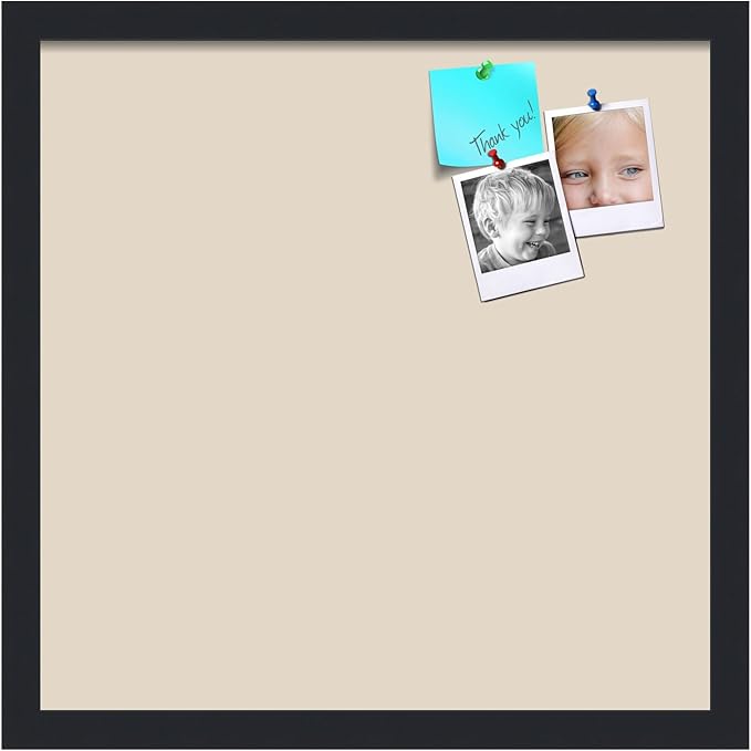 PinPix 17x17 Inch Cork Bulletin Board. This Decorative Framed Pin Board Comes with Desert Pastel Design and a Satin Black Frame. Ideal for Home Office Decor or Message Board (PinPix-1815)