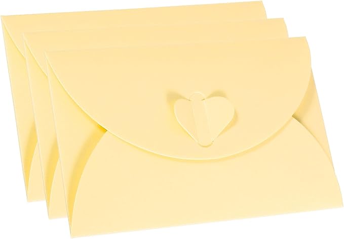 PATIKIL Gift Card Envelopes, 12 Pack Heart Shaped Clasp Small Gift Cards Holder Mini Envelope for Birthdays Weddings, Beige