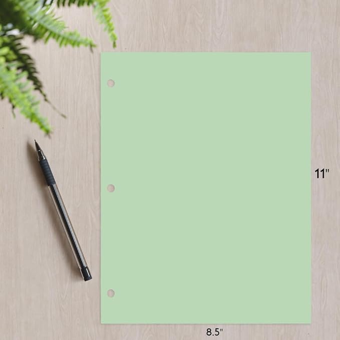 Copy And Printing Color Paper, 20 Lb. 3 Hole Punch 500 Sheets Per Ream. (Green)