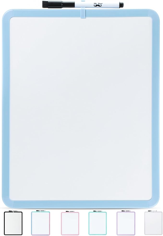 Mr. Pen- Dry Erase Board, 14” x 11” with a Black Dry Erase Marker, Blue Frame, Small White Board for Kids, Students, Small Dry Erase Board, Mini White Board