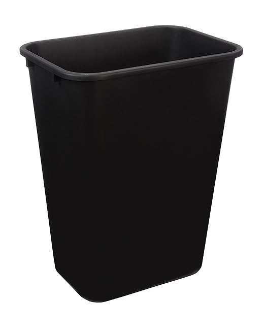 Amazon Basics Trash Can, Rectangular Commercial Office Wastebasket, 10 Gallon (Pack Of 1), Black (Previously AmazonCommercial brand)