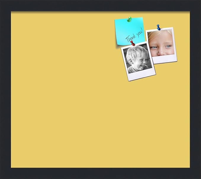 PinPix 16x14 Inch Cork Bulletin Board. This Decorative Framed Pin Board Comes with Honey Pastel Design and a Satin Black Frame. Ideal for Home Office Decor or Message Board (PinPix-1810)