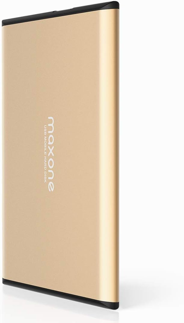 Maxone 1TB Ultra Slim Portable External Hard Drive HDD USB 3.0 Compatible with PC, Laptop, Gold