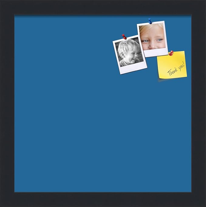 PinPix 12x12 Inch Cork Bulletin Board. This Decorative Framed Pin Board Comes with Navy Pastel Design and a Satin Black Frame. Ideal for Home Office Decor or Message Board (PinPix-1811)
