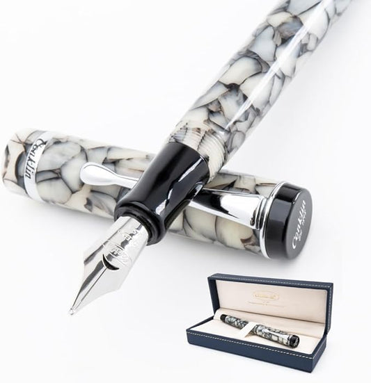 Conklin Duragraph Fountain Pen Cracked Ice - Stub Nib, Elegant Tool for Calligraphy & Signatures