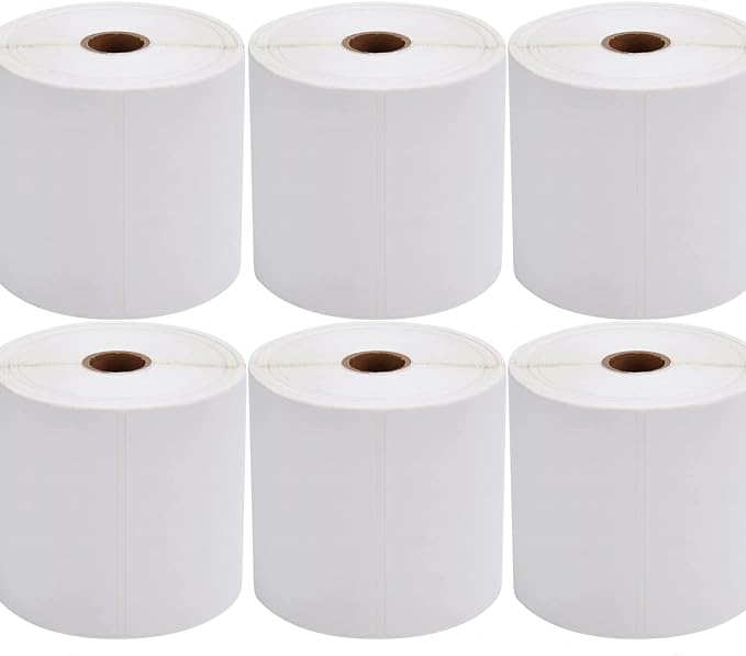 9527 Product 4x6 Direct Thermal Shipping Labels for Zebra 2844 ZP-450 ZP-500 ZP-505,Blank,450 Labels/Roll, 1" Core,Total 6 Rolls