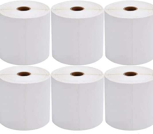 9527 Product 4x6 Direct Thermal Shipping Labels for Zebra 2844 ZP-450 ZP-500 ZP-505,Blank,450 Labels/Roll, 1" Core,Total 6 Rolls