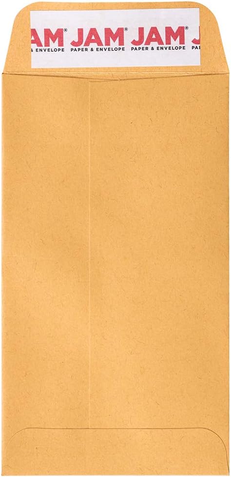 JAM PAPER #5.5 Coin Business Envelopes with Peel and Seal Closure - 3 1/8 x 5 1/2 - Brown Kraft Manila - 100/Pack