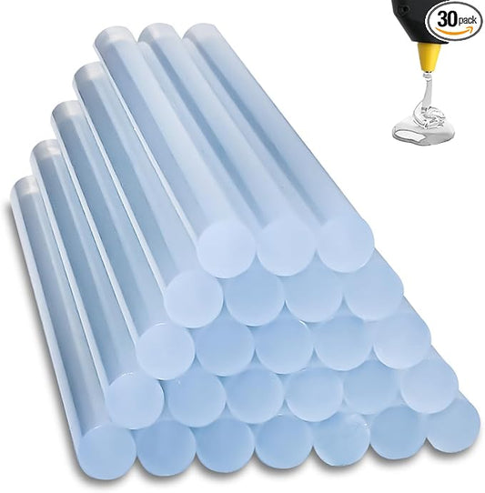 30 Pack Clear Hot Glue Sticks 0.43x8 Inches, Extra Long Strong Adhesive Glue Gun Sticks, Fast Drying, Ideal for DIY Crafts, Arts, Wood, Fabric, Repairs, and Home Projects