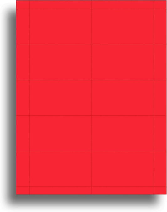 Colored Business Cards - 25 Sheets / 250 Business Cards - Inkjet & Laser - 10 per Sheet (Red)