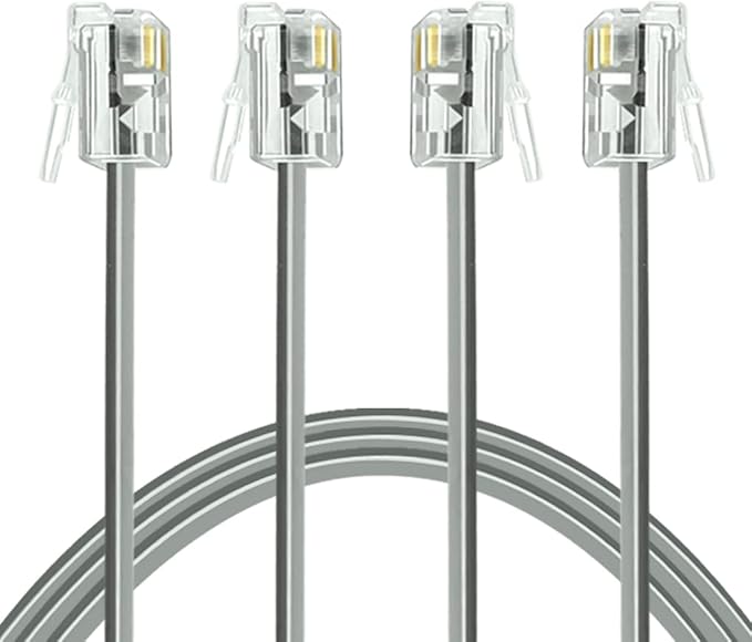 NECABLES 2Pack Phone Cord 10 ft Telephone Cord Phone Cable RJ11 6P4C Male to Male for Landline Phone and Fax - 10 Feet