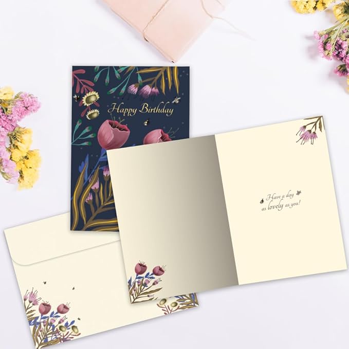 Tree-Free Greetings - Birthday Card - Artful Designs - 1 Card + Matching Envelope - Made in USA - 100% Recycled Paper - 5 x 7 - Beauty and Grace (GO65218)
