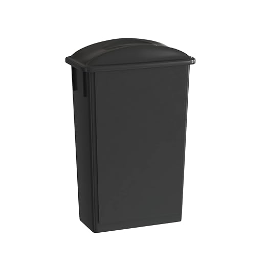 23 Gallon Black Slim Jim Trash Can with Flat Lid with Handle