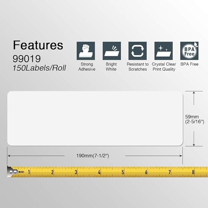 BETCKEY - Compatible DYMO 99019 (2-5/16" x 7-1/2") Large Lever Arch File Labels, Compatible with DYMO Labelwriter 450, 4XL, NOT Fit 550 & 5XL [1 Roll/150 Labels]