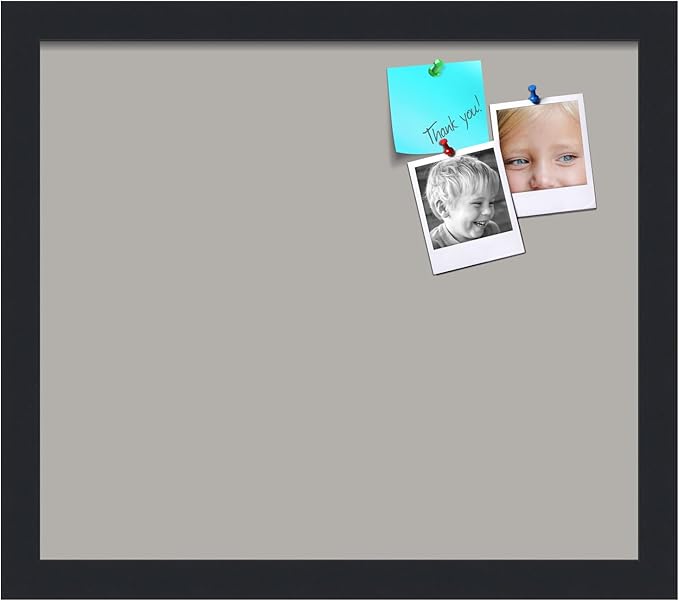PinPix 15x13 Inch Cork Bulletin Board. This Decorative Framed Pin Board Comes with Dark Stone Design and a Satin Black Frame. Ideal for Home Office Decor or Message Board (PinPix-1808)