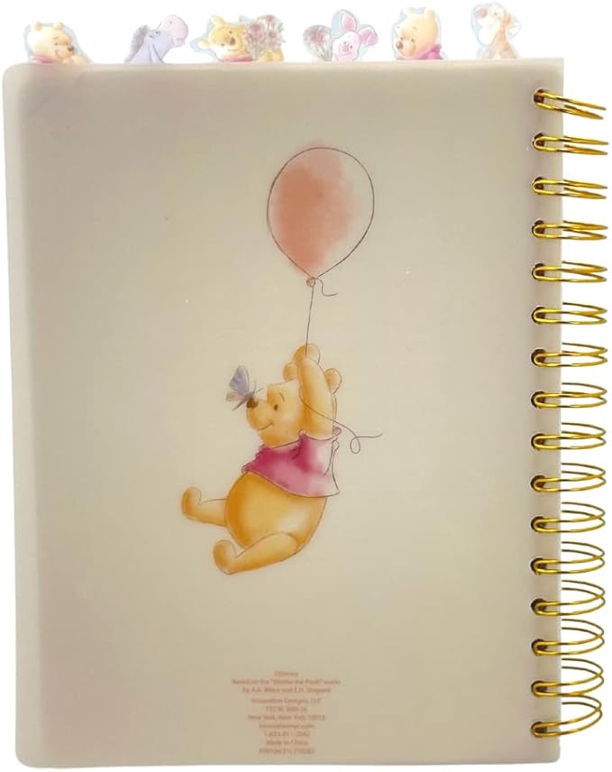 Innovative Designs Disney Winnie the Pooh Tab Journal Notebook, Spiral Bound, 144 Lined Pages, 8 x 7 inches