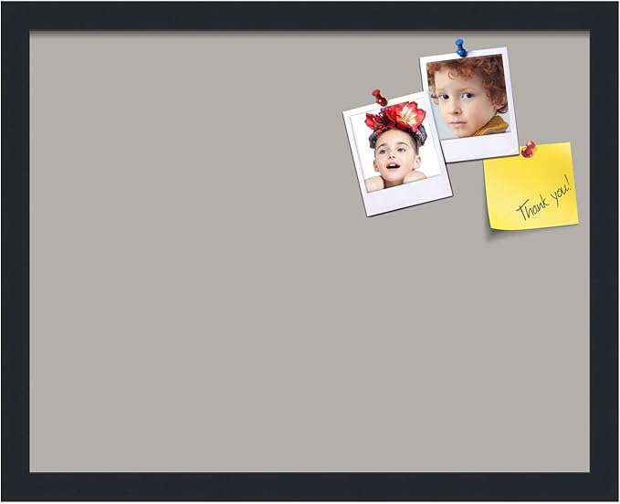 PinPix 19x15 Inch Cork Bulletin Board. This Decorative Framed Pin Board Comes with Dark Stone Design and a Satin Black Frame. Ideal for Home Office Decor or Message Board (PinPix-1808)