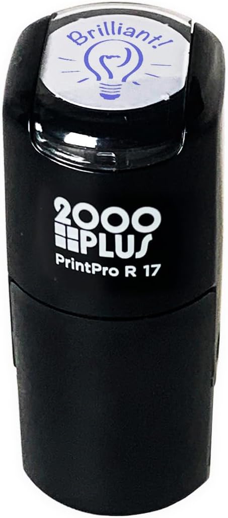 Brilliant Light Bulb Stamp / 2000 Plus Self Inking Teacher Student Reward Stamper / 9/16" Small Blue Imprint Planner Classroom Worksheet Stamp