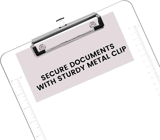 PERFORMORE Clear Acrylic Clipboards 6-Pack | 12” x 9” Letter-Size Writing Boards | Durable Transparent Plastic with Silver Low-Profile Clips | Ideal for Office, School, Events, and Seminars