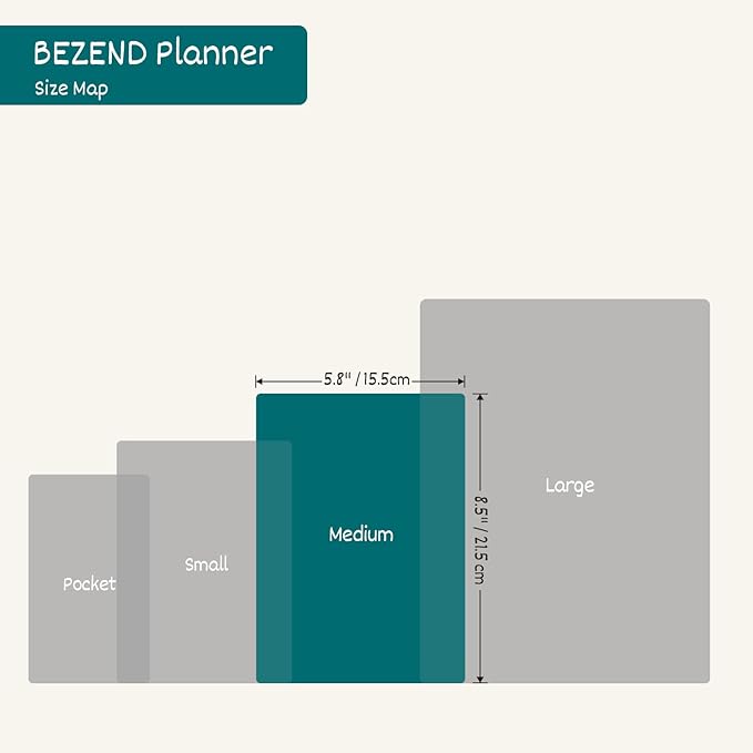 BEZEND Weekly Planner 2025-2026 with 2 Columns, 5.8" x 8.5" Academic Calendar 18 Months (Jul 25-Dec 26) Life Work Appointment Book with Monthly Tab, PU Leather Hardcover - Black