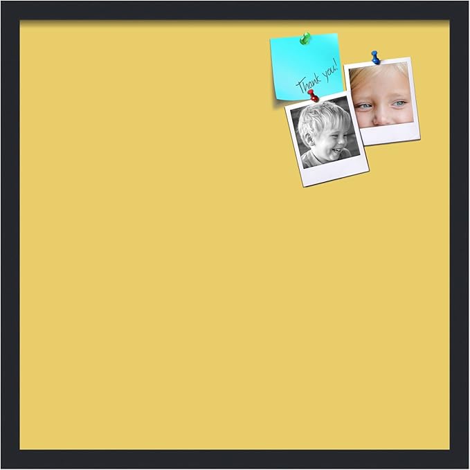 PinPix 22x22 Inch Cork Bulletin Board. This Decorative Framed Pin Board Comes with Honey Pastel Design and a Satin Black Frame. Ideal for Home Office Decor or Message Board (PinPix-1810)