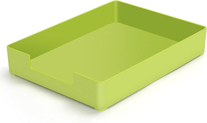 Letter-Size Tray Desk Letter Tray Paper Tray, Sturdy Heavy-Duty Plastic Printer Paper Tray, Single-Tier Stackable File Storage Organizer for Office Home (1, Green)