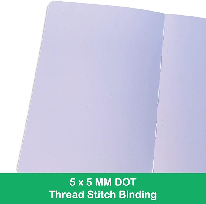 Dotted Notebook Journal 180GSM Bamboo Thick White Paper 160 Pages 5 * 5MM Dot Grid, Lay Flat Binding,Colored Silver Edges, Bookmarks and Expandable Back Pocket (BKP-8)